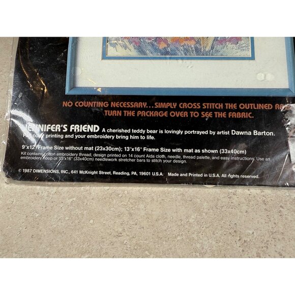 NIP Sealed Jennifer's Friend by DIMENSIONS No Count Cross Stitch Kit TeddyBear - Picture 2 of 6